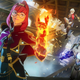 A wizard casts a spell while a robot and another wizard look on in the background in Spellbreak.